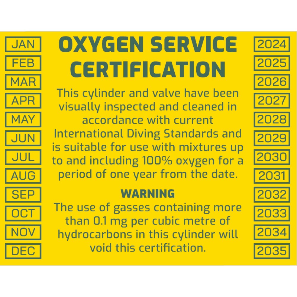 Cylinder O2 Clean Sticker