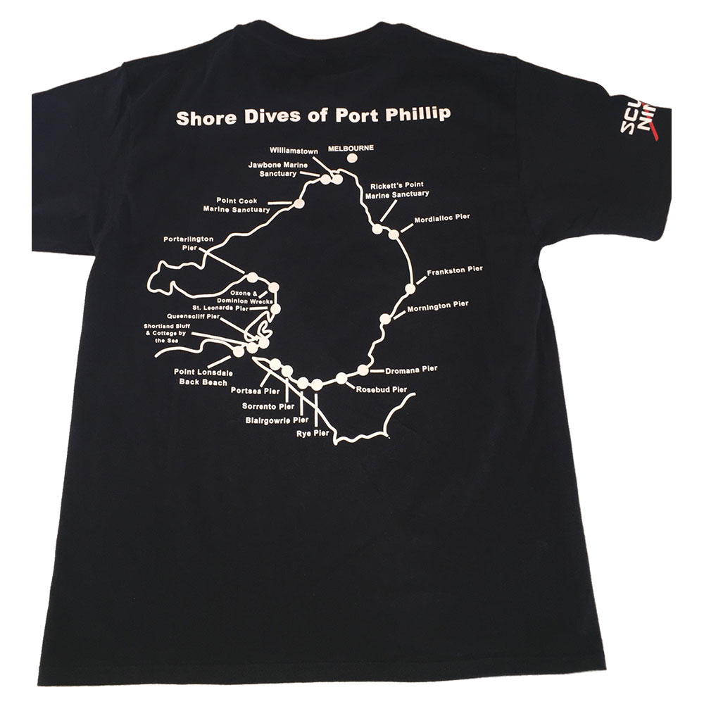 Scuba Ninja T-Shirt - Shore Dives of Port Phillip - Unisex - Whi - Click Image to Close