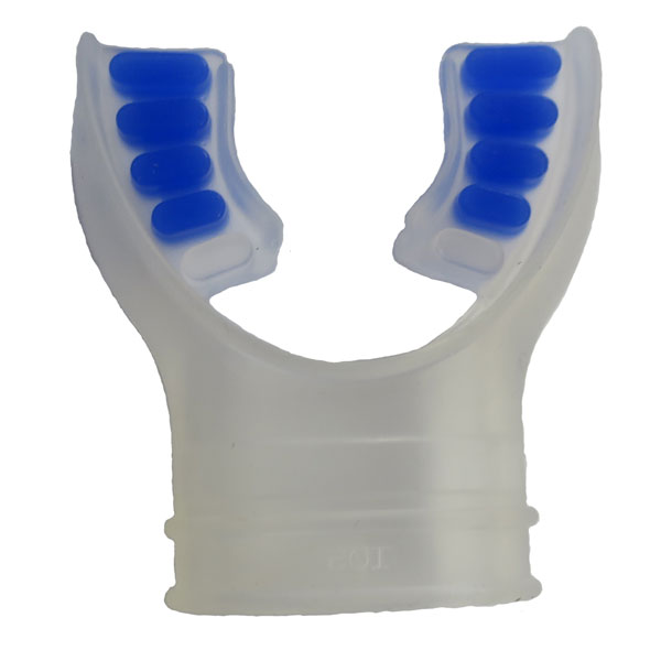 Trident Blue Padded Bite Clear Silicone Regulator Mouthpiece