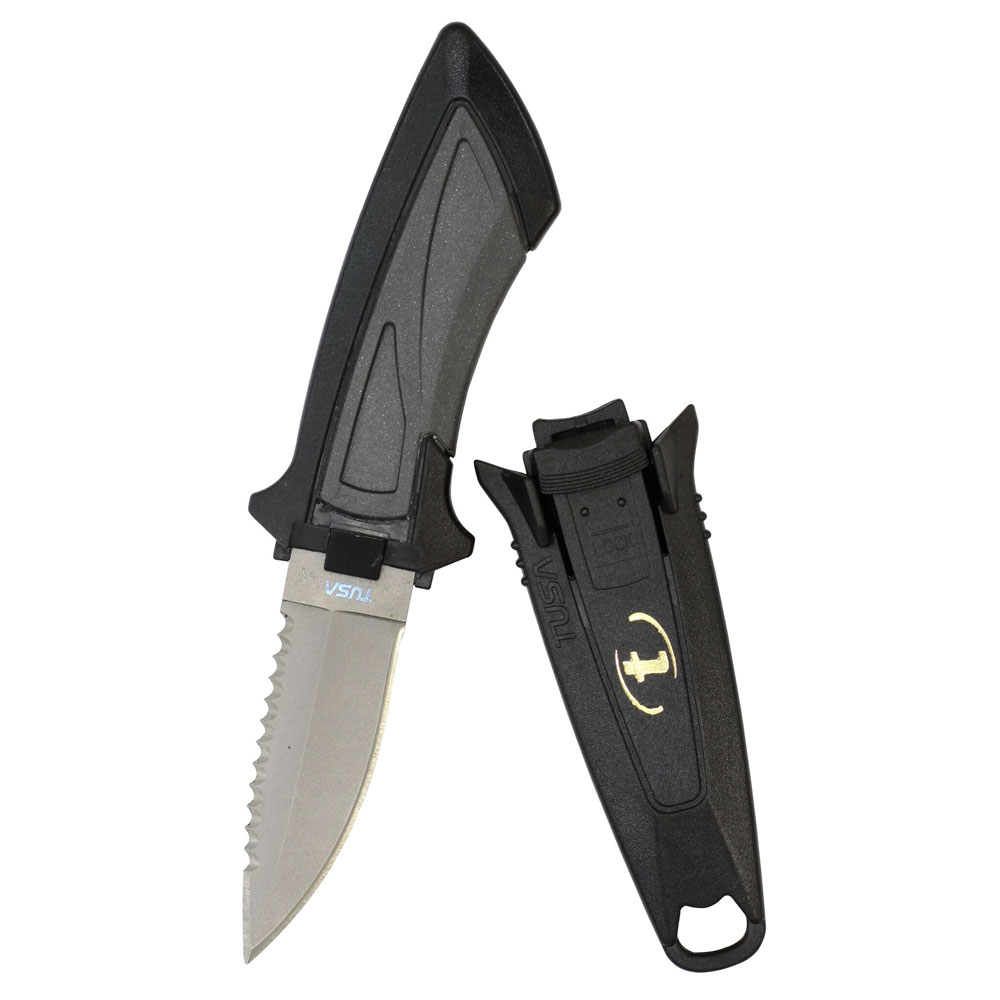 Tusa FK-14 Point Tip Titanium Diving Mini-Knife - Metallic Silve
